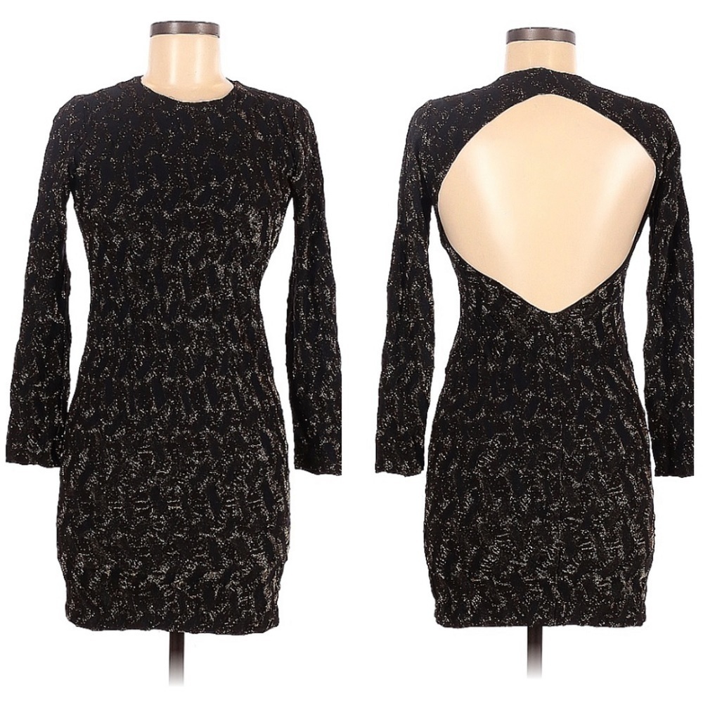 Zara Black and Gold Open Back Dress